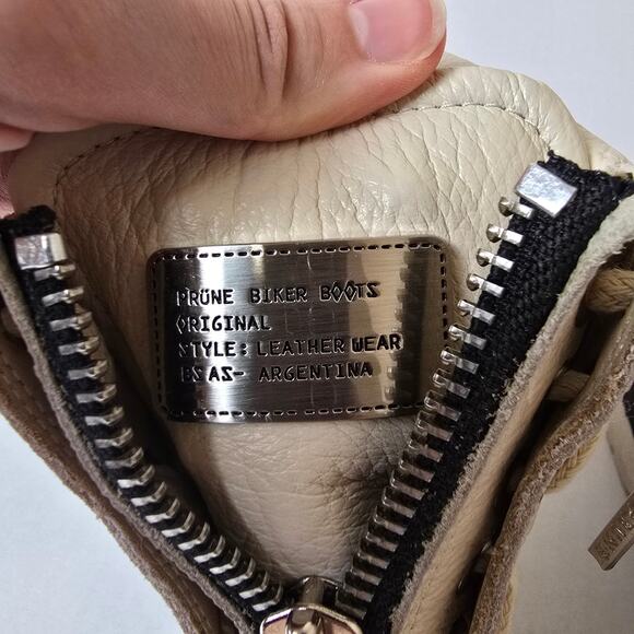 Prune Biker Boots White Leather Size 8 - Picture 6 of 7